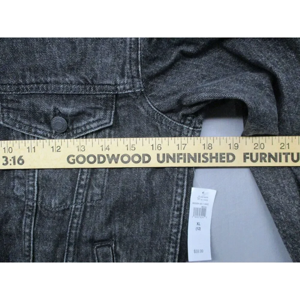 Gap‎ Washed Black Denim Jacket With Hood Unisex Size Extra Large